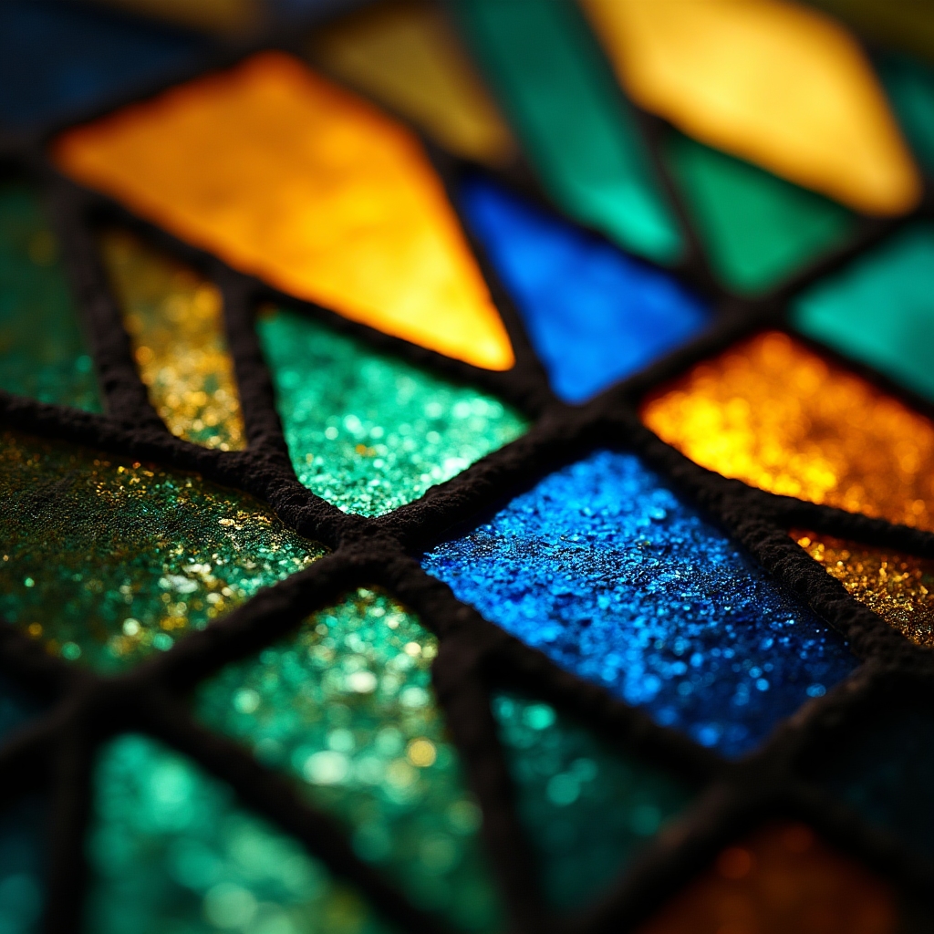 Vetrata artistica colorata in lavorazione